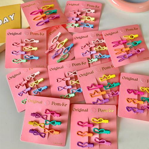 Clips de pico, aleación de zinc, barniz de secado al horno, Chica & diferentes estilos para la opción & hueco, color mixto, 33x11mm, aproximado 6PCs/Grupo, Vendido por Grupo[