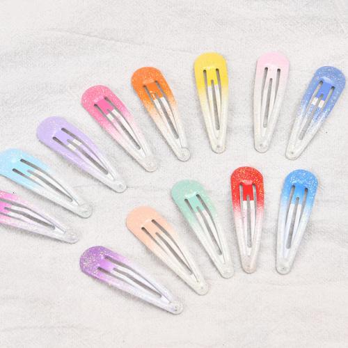 Clips del Pelo, aleación de zinc, barniz de secado al horno, Chica & gradiente de color & pegamento de gota, más colores para la opción, 50mm, 6PCs/Bolsa, Vendido por Bolsa