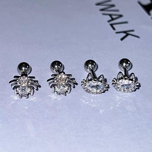 Sterling Silber Zirkonia Ohrringe  , 925 Sterling Silber, plattiert, verschiedene Stile für Wahl & Micro pave Zirkonia & für Frau, Silberfarbe, verkauft von Paar