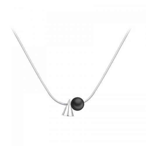 Collier de bijoux en argent , argent sterling 925, avec agate noire, Placage, pour femme, argent Environ 40.5 cm, Vendu par PC