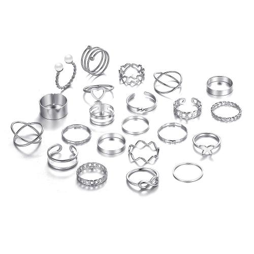 Zinklegierung Ring Set, mit Kunststoff Perlen, plattiert, Modeschmuck & für Frau, keine, verkauft von setzen[