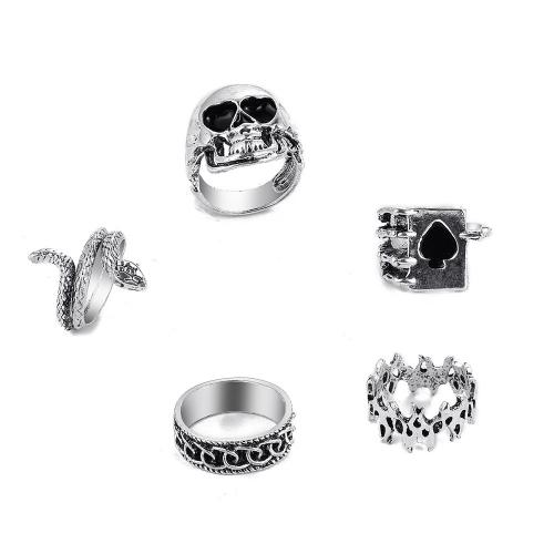 Zinc Alloy Ring Set, platinum color plated & for woman & enamel [