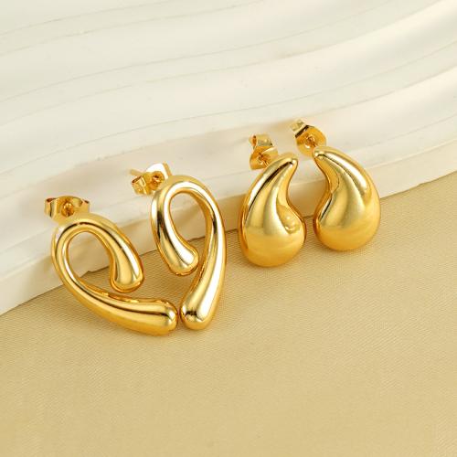 Stainless Steel Stud Earring, 304 Stainless Steel, 18K gold plated, fashion jewelry & for woman, golden [