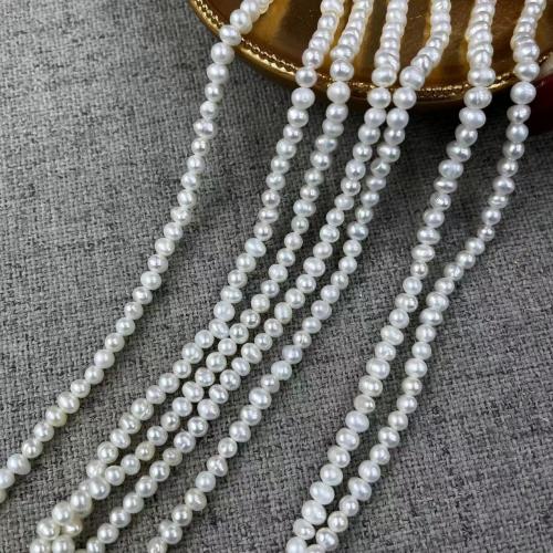 Natural Freshwater Pearl Loose Beads, Slightly Round, DIY, white, Length about 3.5-4mm, Approx [