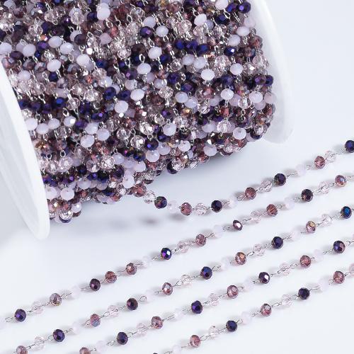 Stainless Steel Chain Jewelry, 304 Stainless Steel, with Crystal, fashion jewelry & DIY, mixed colors, 3mm [