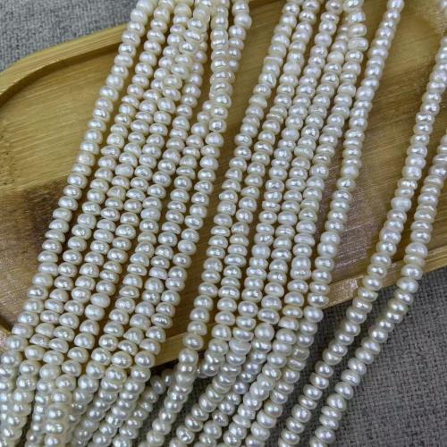 Natural Freshwater Pearl Loose Beads, Flat Round, DIY, white, Length about 4-5mm, Approx [