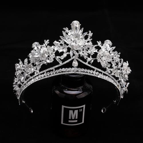 Tiaras nupciales, aleación de zinc, con Cristal, Joyería & para mujer & con diamantes de imitación, plateado, diameter 140mm, height 75mm, Vendido por UD