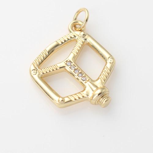 Cubic Zirconia Micro Pave Brass Pendant, gold color plated, DIY & micro pave cubic zirconia [