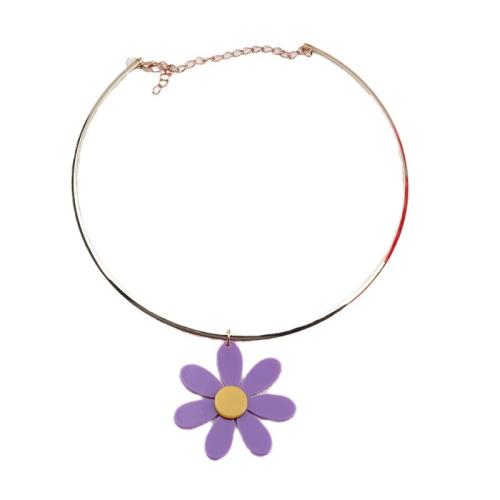 Acrílico Collar, con aleación de zinc, Flor, chapado en color dorado, Joyería & para mujer, más colores para la opción, diámetro interior:aproximado 150mm, Vendido por UD