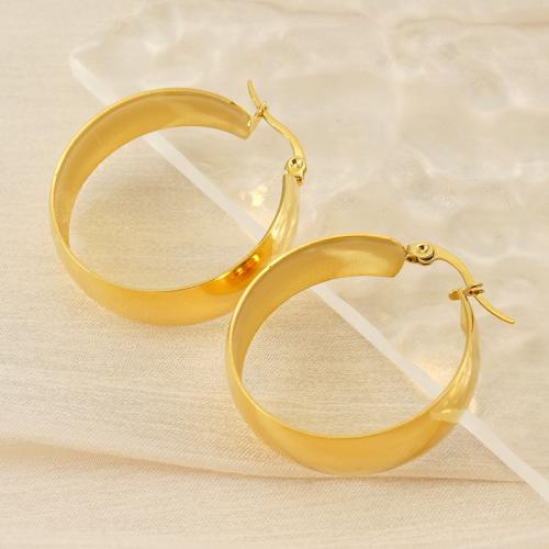 Stainless Steel Hoop Earring, 304 Stainless Steel, 18K gold plated, fashion jewelry & for woman, golden 