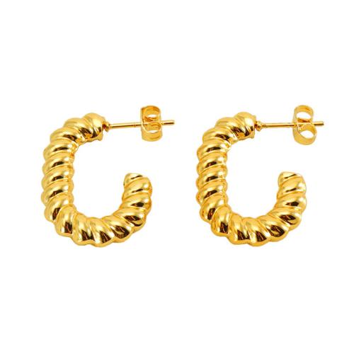 Stainless Steel Stud Earring, 304 Stainless Steel, 18K gold plated, fashion jewelry & for woman, golden [