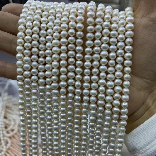 Natural Freshwater Pearl Loose Beads, Slightly Round, fashion jewelry & DIY, white, Length about 5-6mm, Approx 