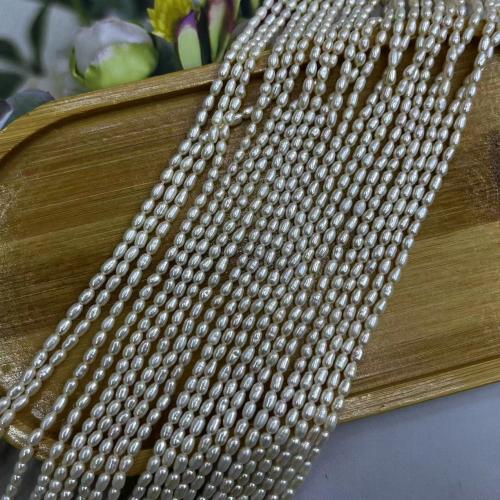 Perlas Arroz Freshwater, Perlas cultivadas de agua dulce, Joyería & Bricolaje & diverso tamaño para la opción, Blanco, longitud:aproximado 38 cm, Vendido por Sarta