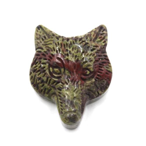 Gemstone Jewelry Pendant, Natural Stone, Wolf, Carved, DIY [