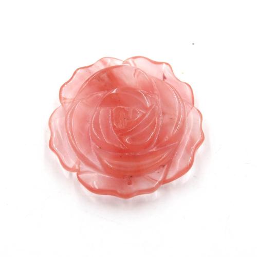 Gemstone Jewelry Pendant, Natural Stone, Rose, Carved, DIY [