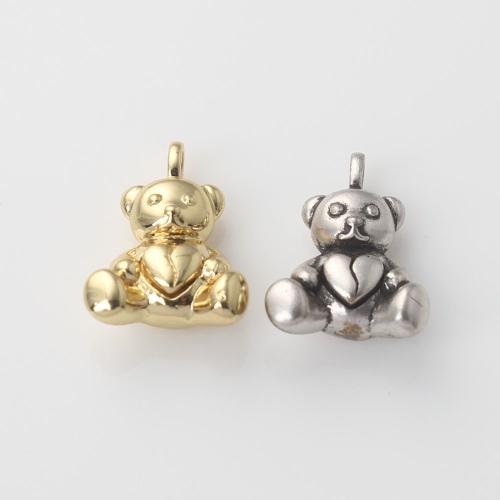 Animal Brass Pendants, Bear, plated, DIY 