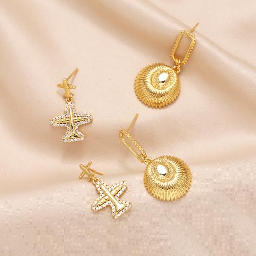 Cubic Zirconia Micro Pave Brass Earring, plated, fashion jewelry & micro pave cubic zirconia, golden [