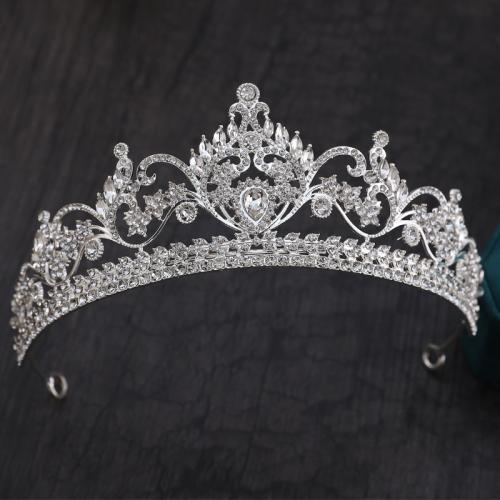 Tiaras nupciales, aleación de zinc, chapado, Joyería & para mujer & con diamantes de imitación, más colores para la opción, diameter 140mm, height 70mm, arc length 300mm, Vendido por UD