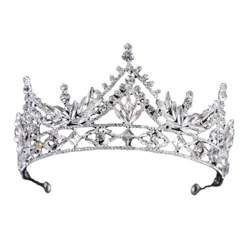 Tiaras nupciales, aleación de zinc, con Cristal, chapado, Joyería & para mujer & con diamantes de imitación, Blanco, diameter 140mm, height 70mm, arc length 280-300mm, Vendido por UD