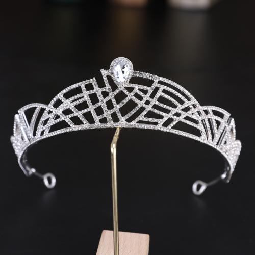 Tiaras nupciales, aleación de zinc, con Cristal, chapado en color de plata, Joyería & para mujer & con diamantes de imitación, plateado, diameter 140mm, height 68mm, arc length 280-300mm, Vendido por UD