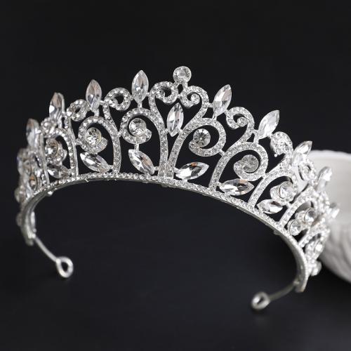 Tiaras nupciales, aleación de zinc, con Cristal, chapado en color de plata, Joyería & para mujer & con diamantes de imitación, plateado, diameter 140mm, height 75mm, arc length 280-300mm, Vendido por UD