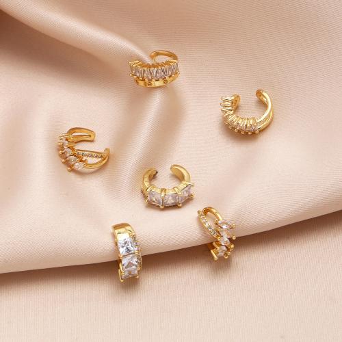 Cubic Zirconia Micro Pave Brass Earring, plated, fashion jewelry & micro pave cubic zirconia, golden 