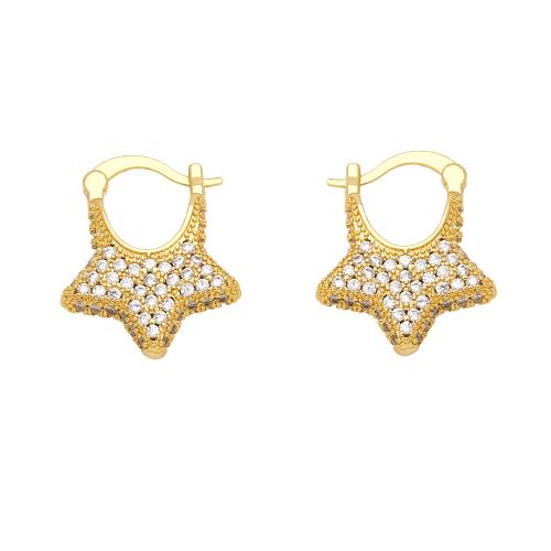 Cubic Zirconia Micro Pave Brass Earring, plated, fashion jewelry & micro pave cubic zirconia, golden 