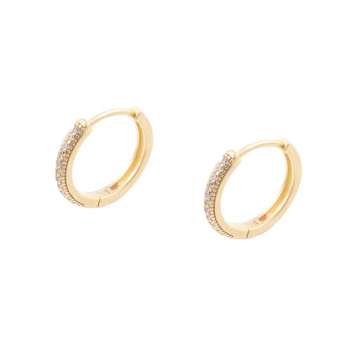 Cubic Zirconia Micro Pave Brass Earring, plated, micro pave cubic zirconia & for woman, golden 