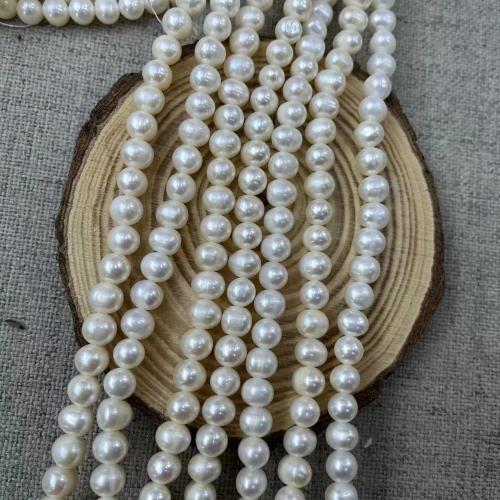 Natural Freshwater Pearl Loose Beads, Slightly Round, fashion jewelry & DIY, white, Length about 7-8mm, Approx 