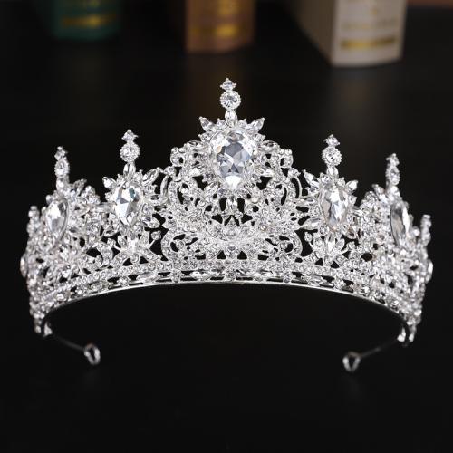 Tiaras nupciales, aleación de zinc, con Cristal, Joyería & para mujer & con diamantes de imitación, plateado, diameter 140mm, height 75mm, arc length 280mm, Vendido por UD