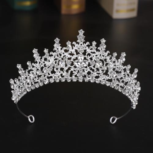 Tiaras nupciales, aleación de zinc, con Cristal, Joyería & para mujer & con diamantes de imitación, plateado, diameter 140mm, height 75mm, arc length 280mm, Vendido por UD