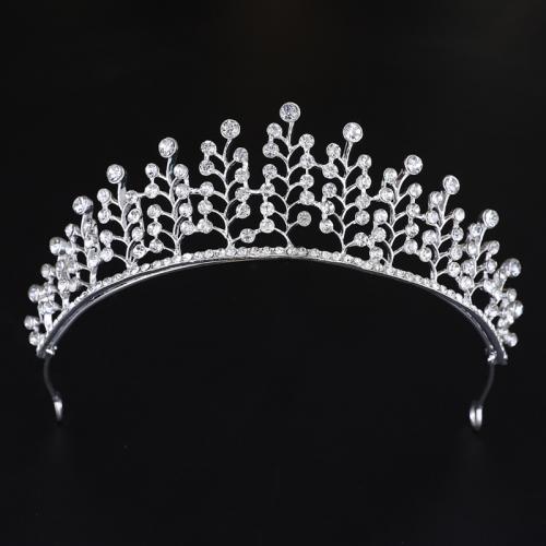 Tiaras nupciales, aleación de zinc, Joyería & para mujer & con diamantes de imitación, plateado, diameter 140mm, height 70mm, arc length 280-300mm, Vendido por UD