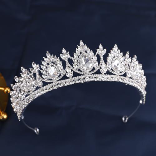 Tiaras nupciales, aleación de zinc, con Cristal, Joyería & para mujer & con diamantes de imitación, plateado, diameter 140mm, height 70mm, arc length 280-300mm, Vendido por UD