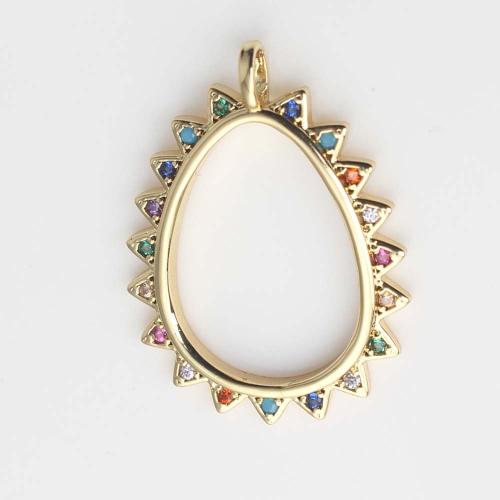 Cubic Zirconia Micro Pave Brass Pendant, Teardrop, gold color plated, DIY & micro pave cubic zirconia, mixed colors [