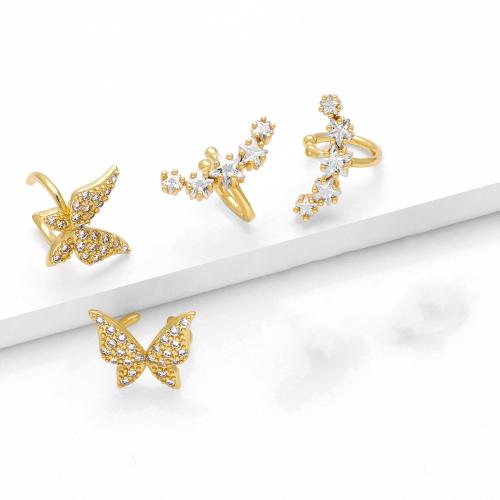 Cubic Zirconia Micro Pave Brass Earring, plated, fashion jewelry & micro pave cubic zirconia, golden 