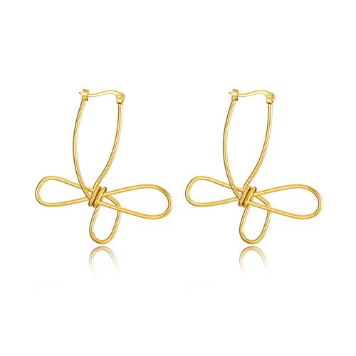 Stainless Steel Drop Earring, 304 Stainless Steel, 18K gold plated, fashion jewelry & for woman & hollow, golden 