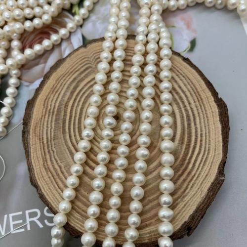 Natural Freshwater Pearl Loose Beads, Slightly Round, fashion jewelry & DIY, white, Length about 5-6mm, Approx [