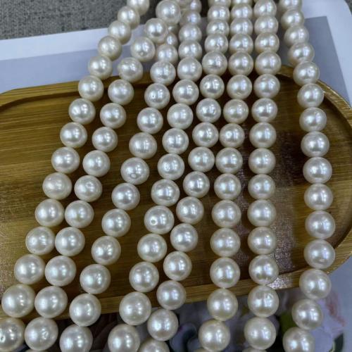 Natural Freshwater Pearl Loose Beads, Slightly Round, fashion jewelry & DIY, white, Length about 10-11mm, Approx [