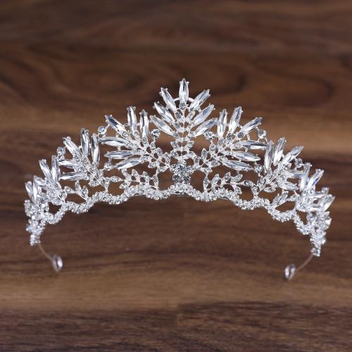 Tiaras nupciales, aleación de zinc, chapado, Joyería & para mujer & con diamantes de imitación, más colores para la opción, diameter 140mm, height 65mm, arc length 280-300mm, Vendido por UD