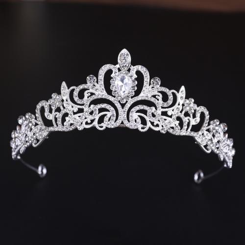 Tiaras nupciales, aleación de zinc, con Cristal, chapado en color de plata, Joyería & para mujer & con diamantes de imitación, plateado, 140x70mm, Vendido por UD