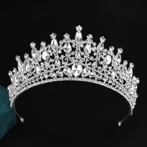 Tiaras nupciales, aleación de zinc, con Cristal, chapado en color de plata, Joyería & para mujer & con diamantes de imitación, plateado, diameter 140mm, height 75mm, arc length 280mm, Vendido por UD