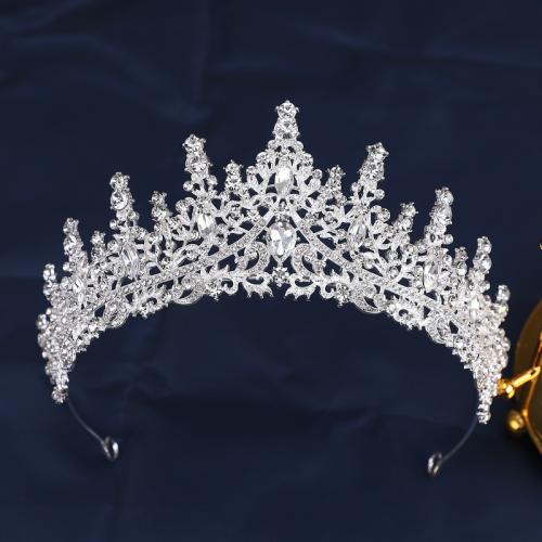 Tiaras nupciales, aleación de zinc, con Cristal, Joyería & para mujer & con diamantes de imitación, plateado, diameter 140mm, height 75mm, arc length 300mm, Vendido por UD