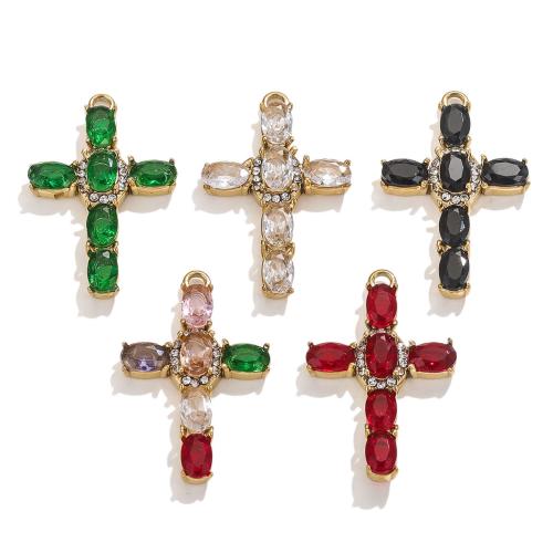 Stainless Steel Cross Pendants, 304 Stainless Steel, DIY & with rhinestone 