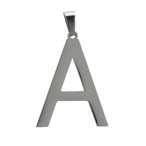 Stainless Steel Letter Pendant, 304 Stainless Steel, Letter A, polished, DIY, original color [