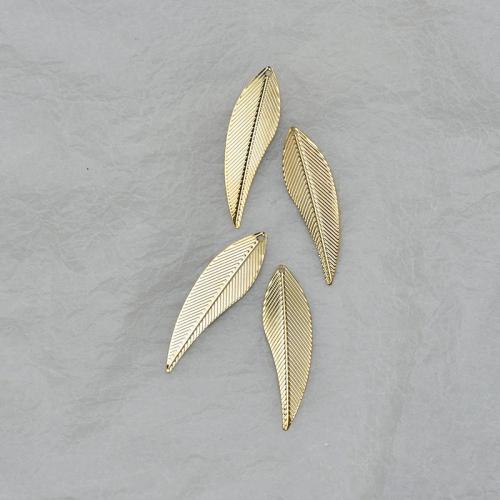 Zinc Alloy Leaf Pendants, gold color plated, DIY 