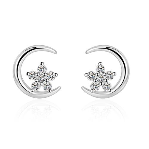 Cubic Zirconia Micro Pave Brass Earring, plated, micro pave cubic zirconia & for woman, platinum color 