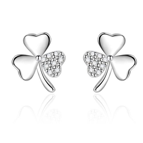 Cubic Zirconia Micro Pave Brass Earring, plated, micro pave cubic zirconia & for woman, platinum color 