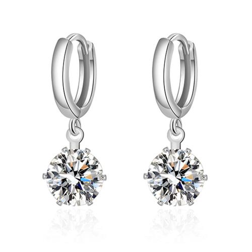 Cubic Zirconia Micro Pave Brass Earring, plated, micro pave cubic zirconia & for woman, platinum color 