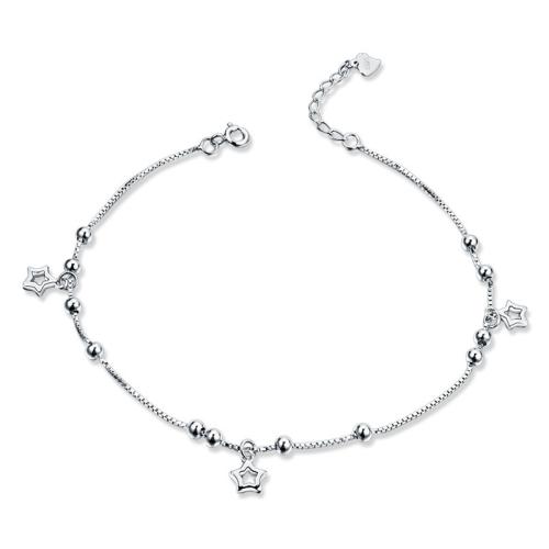 Tobillera de joyería de moda, Plata de ley 925, con 3cm extender cadena, para mujer, longitud:aproximado 23 cm, Vendido por UD