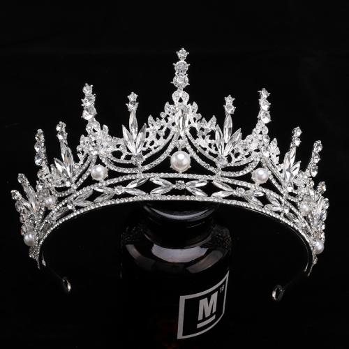 Tiaras nupciales, aleación de zinc, con Cristal & Perlas plásticas, para mujer & con diamantes de imitación, más colores para la opción, diameter 140mm, height 80mm, Vendido por UD